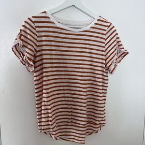 a new day Women's Striped Long Sleeve Top - White and Brown